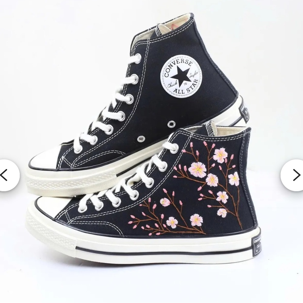 Converse All Star Cherry Blossom Custom Embroidered Size M9 / W11